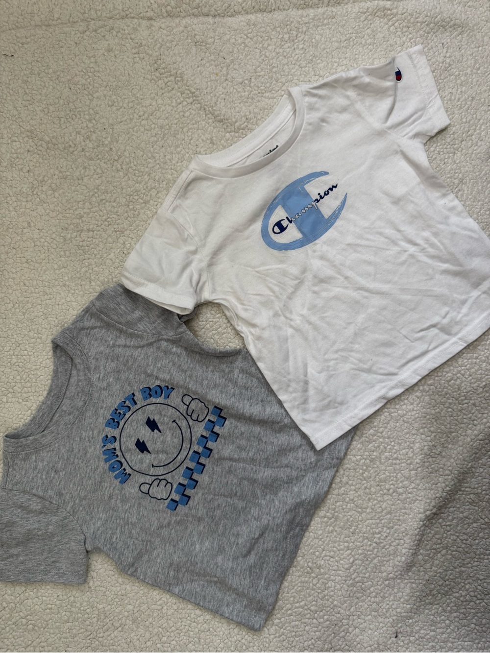 Champion White & Gray Kids Tees with Blue Graphics